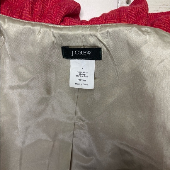 J Crew Fiona Womens Pinkish Red Wool Herringbone Sport Coat Blazer Jacket Size 2 - Picture 6 of 6